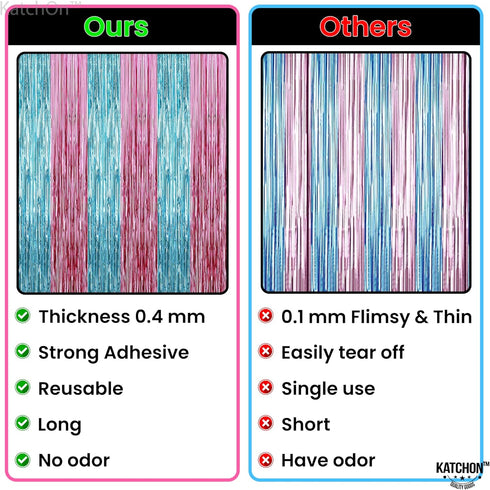 KatchOn XtraLarge Pink and Blue Streamers, 3.2 x 8 Ft, Pack of 2 for Gender Reveal Decorations