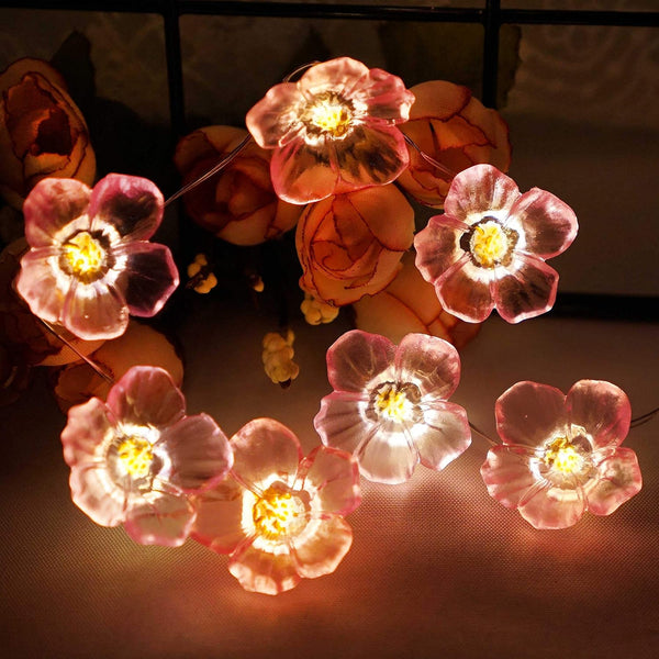 Cherry Blossom Flower String Light, 40 LED 13FT Pink Sakura Fairy Lights, Battery Powered Decorative Lights for Indoor
