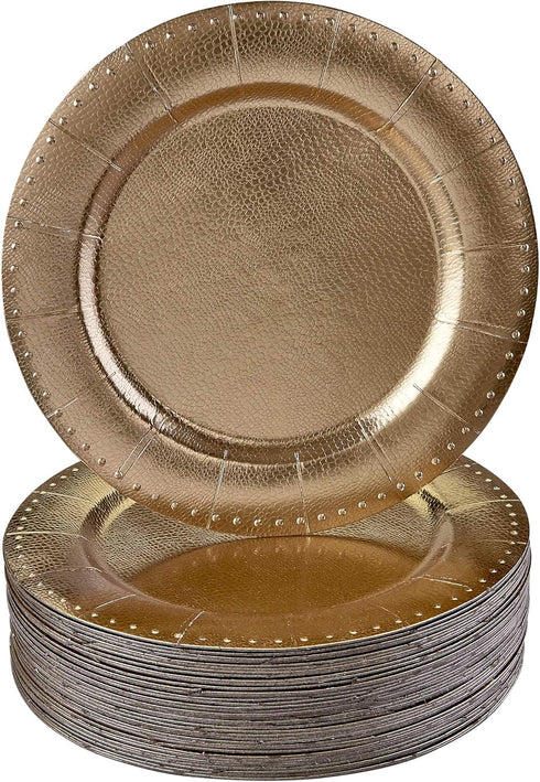 Elegant Disposable Charger Plates for Party, 13” (10 Piece), Perfect for Celebrations & Events, Gold