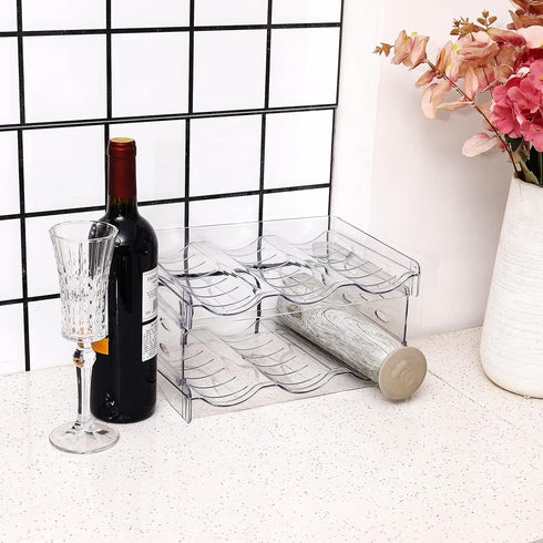 IEEK Plastic Stackable Bottle Storage Holder Rack, Free-Standing Organizer for Kitchen Cabinet, 2 Pack