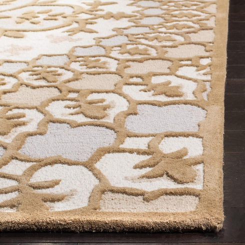 SAFAVIEH Bellagio Collection Accent Rug, 2' x 3', Handmade Medallion Wool, Ivory & Dark Beige