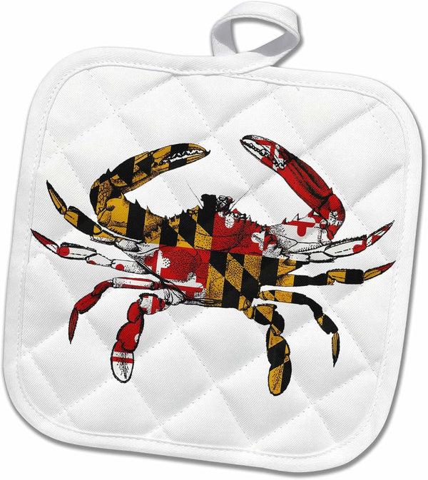 3D Rose Maryland Crab Flag Pot Holder, 8 x 8