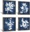 White Botanical Wooden Wall Art, Rustic Framed Artistic Plant Leaves Picture (16 x 16 x 4 pcs)