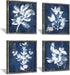 White Botanical Wooden Wall Art, Rustic Framed Artistic Plant Leaves Picture (16 x 16 x 4 pcs)