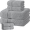 Light Gray Bath Towel Set of 6 - 100% Cotton Highly Absorbent