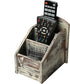 MyGift Rustic Torched Wood Remote Control Holder for Table, 3 Compartments, Living Room Organizer
