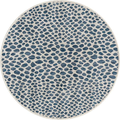 Unique Loom Outdoor Collection Area Rug - Cape Town (3' 1" Round, Blue/ Olive) by Unique Loom