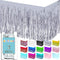 Allgala 2-Pack Silver Tinsel Table Skirt, 29x108 Inch Metallic Foil Fringe for Party Event, Parade Float Decoration