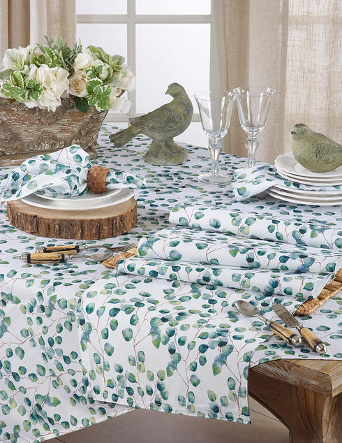 SARO LIFESTYLE Eucalyptus Leaf Table Runner, 16"x120" Eucalyptus Design
