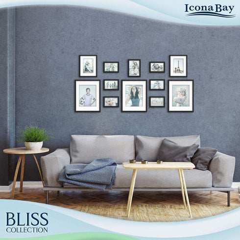 Icona Bay 4x6 Picture Frames (Black, 5 Pack), Modern Style Wood Composite Frames for Table Top or Wall Mount