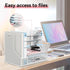 SUPEASY Desk Organizer with File Holder, 5-Tier Mesh Paper Letter Tray with Pen Holder and Drawer for Office Supplies