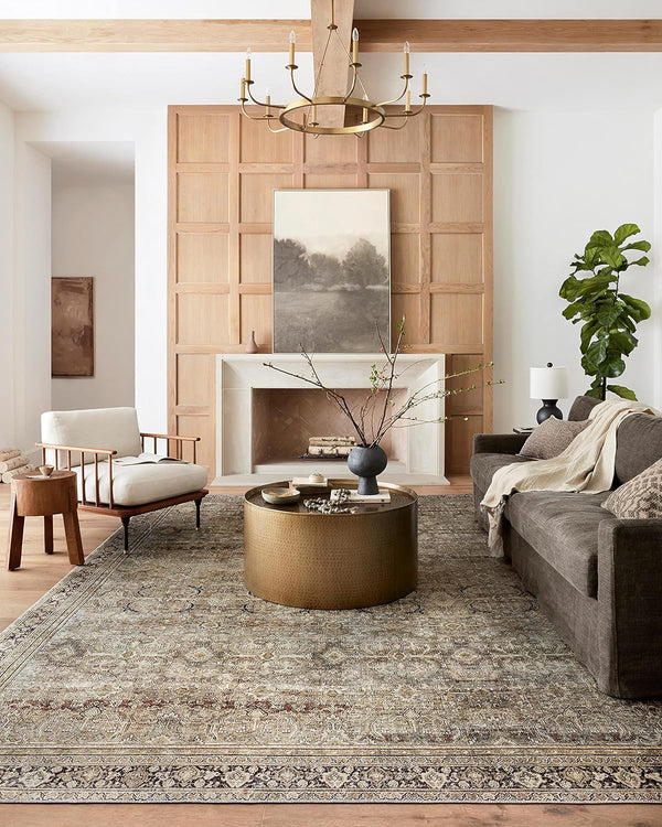 Loloi Layla Collection Accent Rug - Olive/Charcoal 2'-3" x 3'-9", Soft, Durable, Vintage Inspired