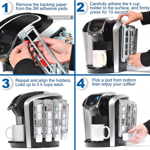 STORAGENIE K Cup Holder for Keurig - Coffee Pod Storage, Side Mount, Perfect for Small Counters (2 Rows/For 10 K Cups)