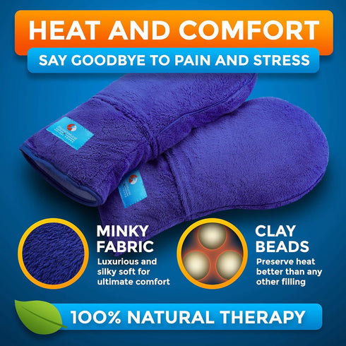 Microwave Safe Therapy Mittens with Flax Seeds for Moist Heat Therapy Relief for Hands, Stiff Joints, Inflammation
