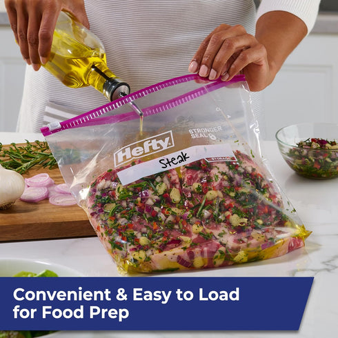 66 Count Hefty Slider Kitchen Storage Bags, Gallon Size