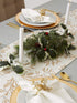 DII Holiday Dining Table Linen - Metallic Fabric Christmas Table Runner, 14x108, Gold Holly Leaves