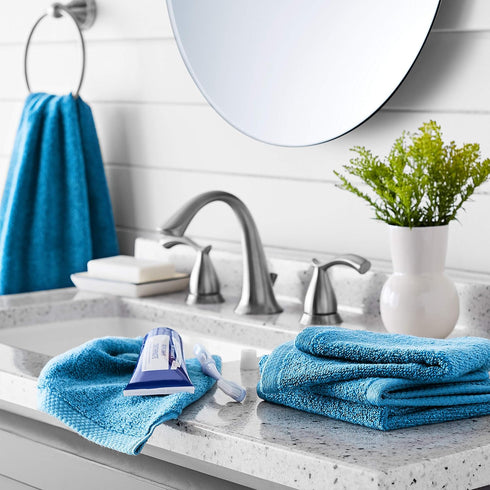 12" 12", 12-Pack, Amazon Basics Soft Cotton Washcloths, Quick-Dry, x Lake Blue