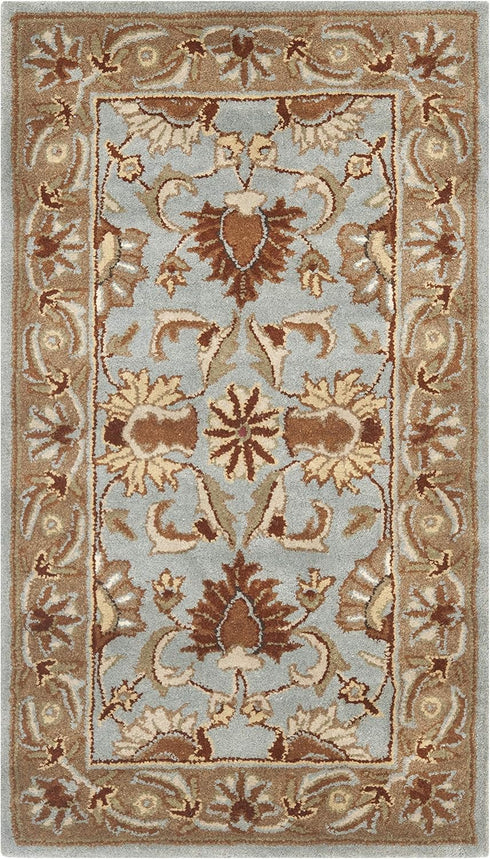 SAFAVIEH Heritage Collection Accent Rug - 2' x 3', Blue & Beige, Handmade Traditional Wool for High Traffic