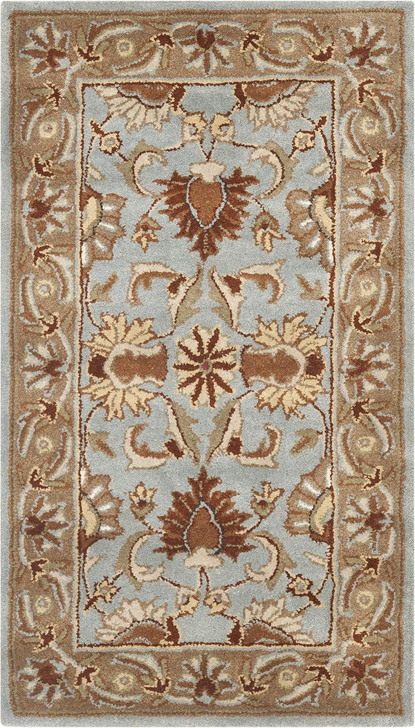 SAFAVIEH Heritage Collection Accent Rug - 2' x 3', Blue & Beige, Handmade Traditional Wool for High Traffic