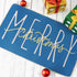 ONWAY Merry Christmas Doormat, Blue Gold Winter Seasonal Door Mat Christmas Holiday Low-Profile Floor Rug Switch Mat for Indoor Outdoor 17.5 x 29 Inch by ONWAY