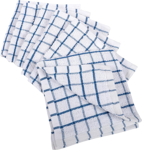 KAF Home Pantry 100% Cotton Checkered Grid Dish Cloths, Set of 6, 12 x 12 Inches, Absorbent and Machine Washable
