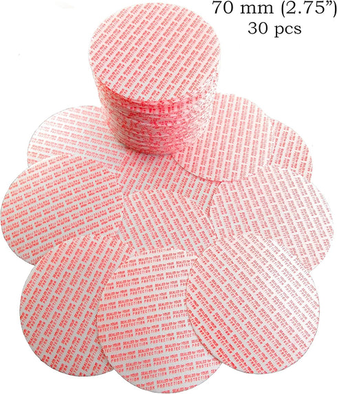 Pressure Sensitive Torque Activated Cap Seals Liners, 30 PCS, 70 mm for Mason Canning Jars