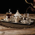 DEMMEX Set 2 2 3.3 oz 12" 5" Turkish Tea and Coffee Serving for Includes Glasses, Metal Glass Holders, Saucers, Spoons