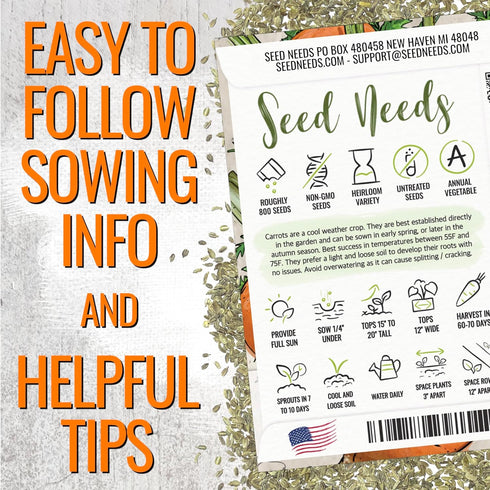 (1 Pack) Seed Needs Carrot Seeds for Planting Paris Market Carrots - Non-GMO Heirloom & Untreated Annual Cool Weather