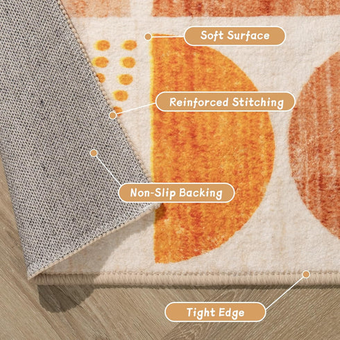 MUJOO Boho Small Washable Rug, 2x3 Area Rugs for Entryway, Bathroom, Soft Non-Slip Indoor Carpet