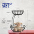 RICCLE Fruit Basket For Kitchen Counter - Fruit Basket With Banana Hanger - Double Layer Metal Wire Fruit Bowl For Kitchen Countertop - Fruit Holder For Produce, Vegetables, Kitchen by RICCLE
