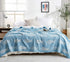 MEJU Summer 100% 3 60 80 Fish Blue Muslin Lightweight Blanket for Bed Sofa Couch Combed Cotton Layer Soft Warm Quick