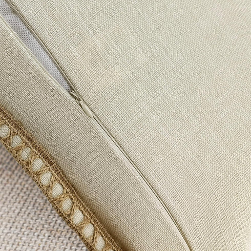 NordECO HOME Set of 2 Throw Pillow Covers, Burlap Linen Trimmed, Decorative Cushion Covers, 20 x 20