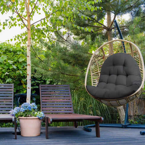 MQK Thick Egg Chair Cushion Replacement, Button Tufted Outdoor Swing Chair Cushion with High Elasticity PP Cotton