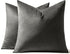MIULEE 24x24 Inch Euro Sham Velvet Pillow Covers, Set of 2 Large Square Decorative Pillows - Dark Grey Super Soft