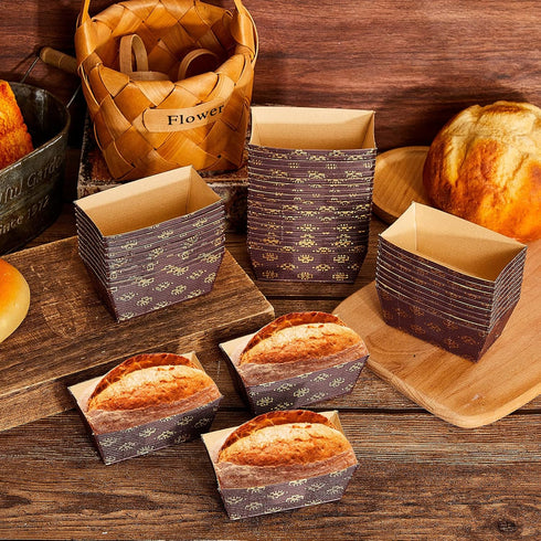 Tessco 60 Pieces Mini Disposable Paper Loaf Pans for Quick Bread, Microwave Oven Freezer Safe