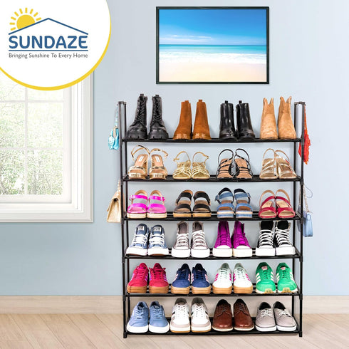 6 Closet, 30 Sundaze Shoe Rack - Tier Metal Shoe Rack for Front Door Entrance, Sturdy Tall Shoe Organizer for Bedroom