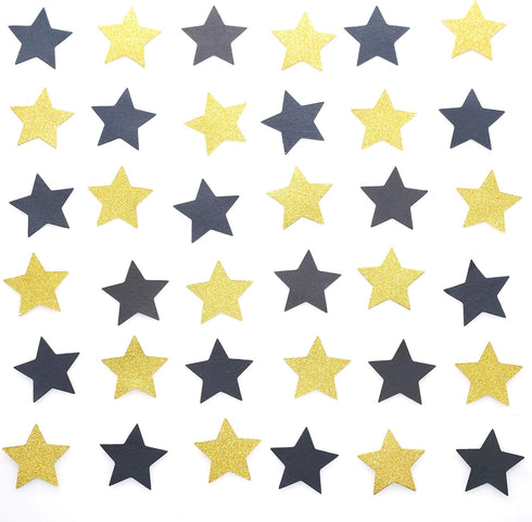 Glitter Five Stars Table Confetti Decor, Black Gold Wild One 1st Birthday Graduation Party Twinkle Stars Sequins