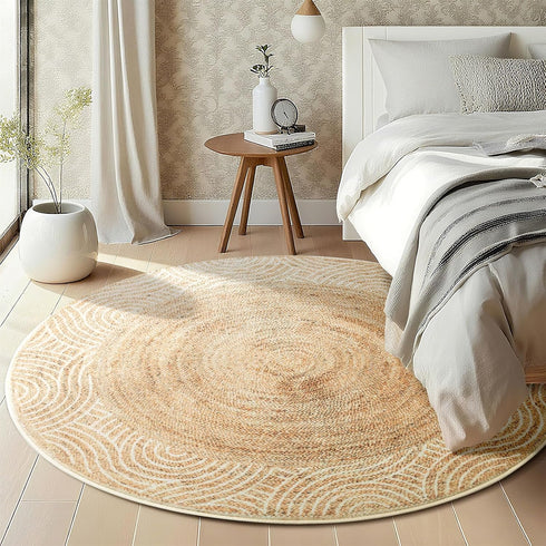 4ft /48 inch/122 cm Asrug Faux Jute Round Rug Area Rug Washable Non-Slip Circle Rug Soft Touch Circle Rugs Round
