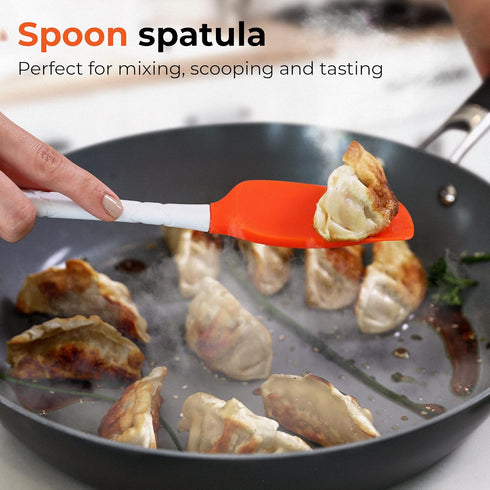 M KITCHEN WORLD Heat Resistant Silicone Spatulas Set | Non-Stick Rubber Kitchen Utensils for Cooking, Baking | Set of