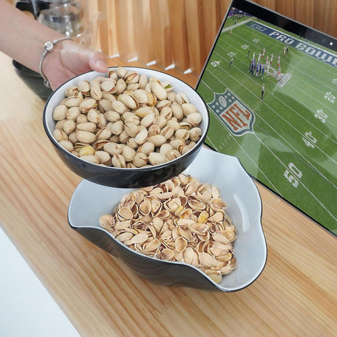 Pistachio Bowl, Snack Serving Dish, Double Dish Nut Bowl with Nut Seeds Shell Storage, Pistachios, Peanuts, Cherries