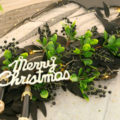 6 Pack Felice Arts Artificial Black Berry Stems Fake Holly Berries Halloween Picks for Xmas Tree Ornaments DIY Wreath