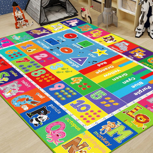 DINSUMRUG ABC Kids Rug for Playroom, Educational Play Mat for Kids, Preschool Rugs