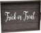 Elegant Designs Trick or Treat Decorative Wood Serving Tray - 15.50" x 12" Black Wash with Handles