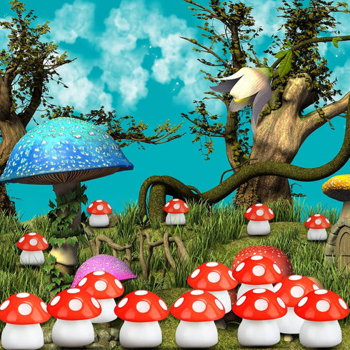 160 Yulejo Pcs Tiny Mushroom Miniature Figurines, Realistic Resin Mushroom Statue Decor, Red, Modern Contemporary