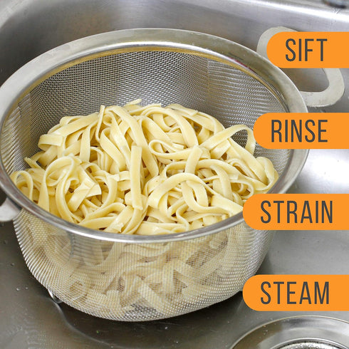 U.S. Kitchen Supply Stainless Steel Colander Strainer Basket, 3-Quart with Resting Feet & Handles