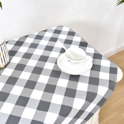 2 Pack 24x24 Inch Wolkemer Small Square Tablecloth Farmhouse Checkered Grey and White Gingham Nightstand Table Cloth