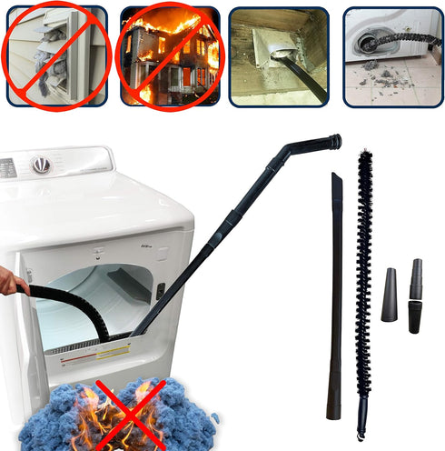 Vacuum Attachment for Dryer Vent, Crevice Cleaning Tool with Lint Trap Brush and Flexible Hose, Duct Cleaner Kit