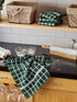 DII Basic Terry Collection Windowpane Dishtowel Set, 4 Piece, 16x26, Dark Green Check