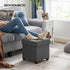 SONGMICS 15 Inches Cube Storage Ottoman, Dark Gray Bedroom Bench with Storage, Foot Stool Holds Up to 660 lb