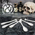 Set of 6 Ceramic Bone Spoons, Spooky Valentines Day Gifts, Goth Decor, Skull Spoon for Gothic Tea Set